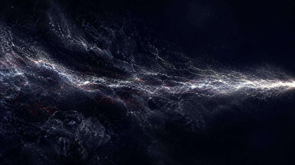 Onde de particules traversant l'obscurité