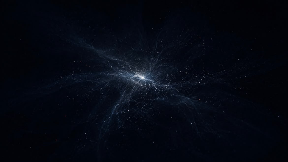 Nuée de particules lumineuses dans l'obscurité